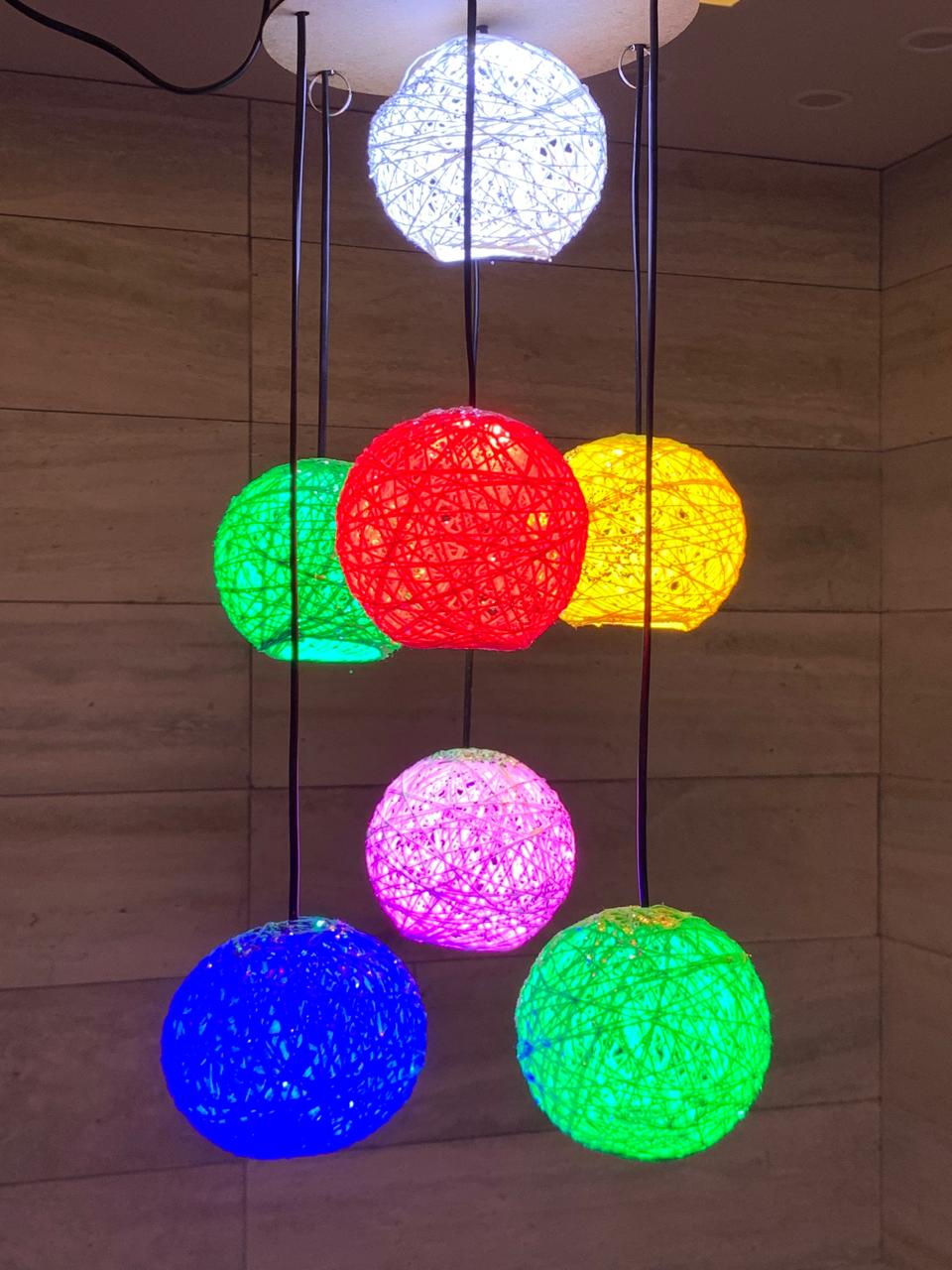 Elegant Ceiling Fanous with colorful balls – a unique decorative chandelier to brighten your space.
