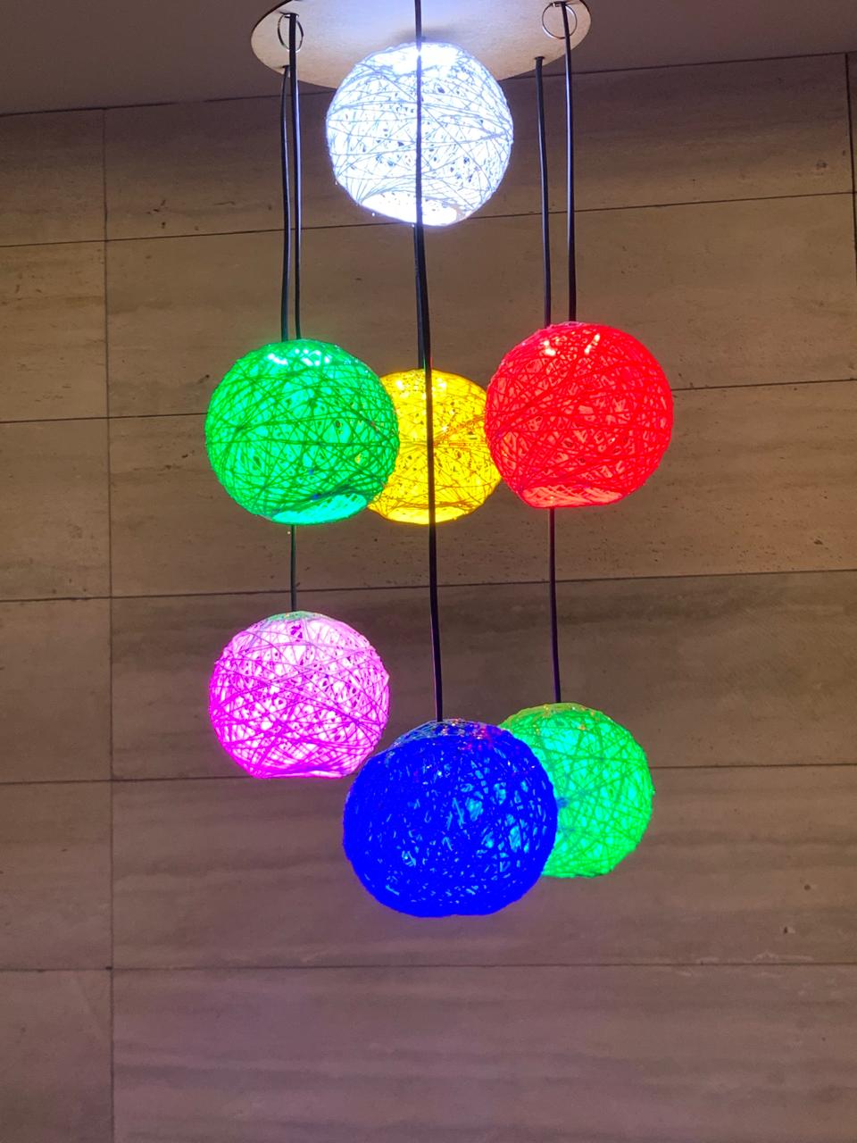 Elegant Ceiling Fanous with colorful balls – a unique decorative chandelier to brighten your space.